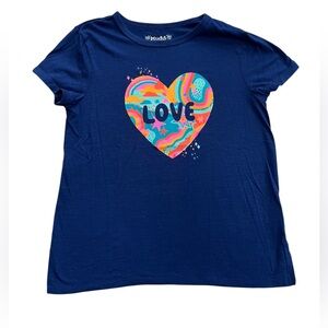 Mudd Girls Navy Blue 'Love' Heart Graphic Tee, Size Youth L (10/12)